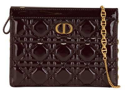 Caro Pouch With Chain, &pound;950, Handbags, Burgundy, Patent Leather, Front view